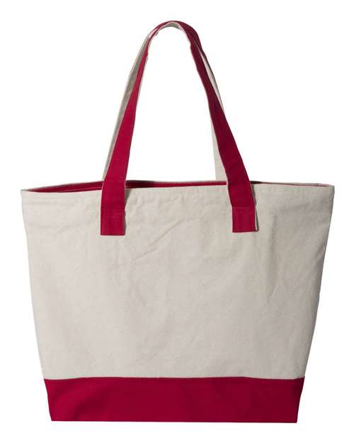 19L Zippered Tote - Natural/ Red Back