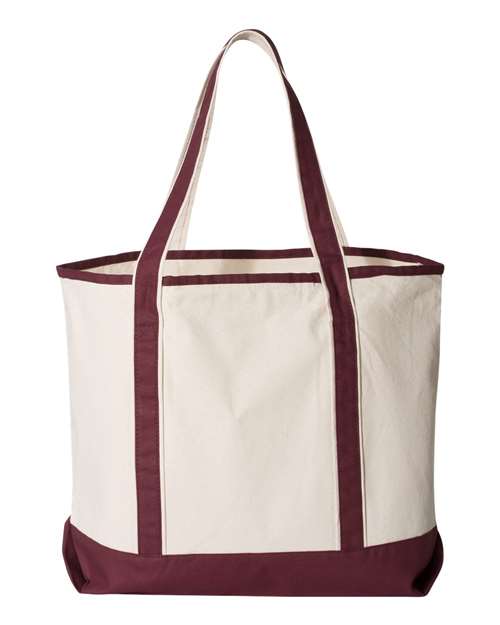 34.6L Large Canvas Deluxe Tote - Natural/ Maroon Back