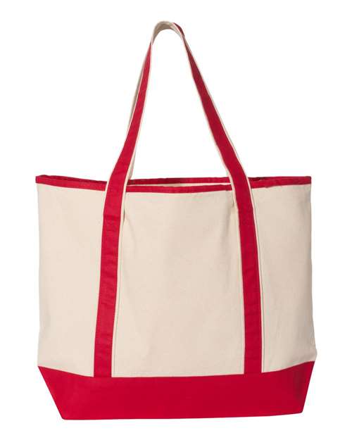 34.6L Large Canvas Deluxe Tote - Natural/ Red Back