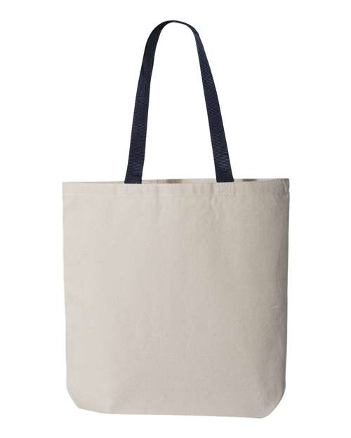 11L Canvas Tote with Contrast-Color Handles - Natural/ Navy Back