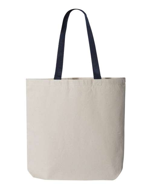 11L Canvas Tote with Contrast-Color Handles - Natural/ Navy Front