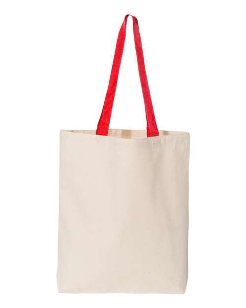11L Canvas Tote with Contrast-Color Handles - Natural/ Red Back