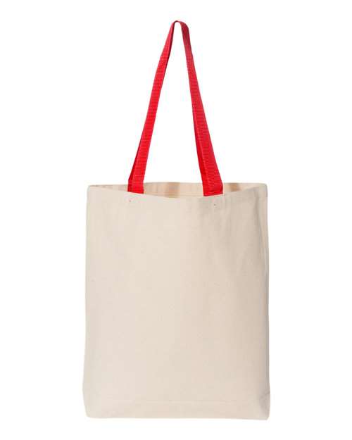 11L Canvas Tote with Contrast-Color Handles - Natural/ Red Front