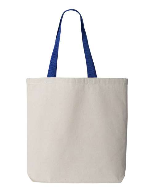 11L Canvas Tote with Contrast-Color Handles - Natural/ Royal Back