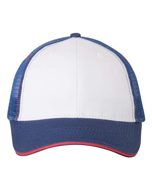 Sandwich Trucker Cap - White/ Royal/ Red Front