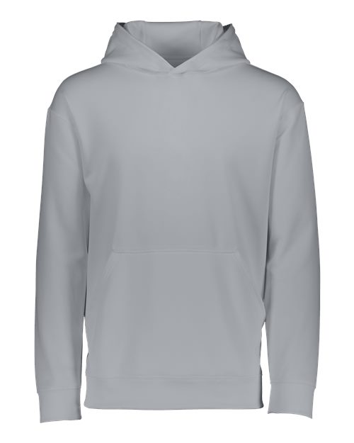 Youth Wicking Fleece Hooded Sweatshirt - Athletic Grey Front