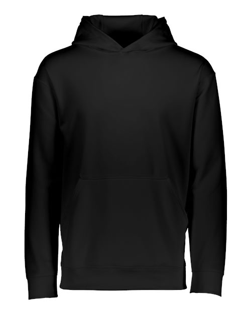 Youth Wicking Fleece Hooded Sweatshirt - Black Front