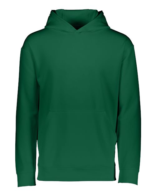 Youth Wicking Fleece Hooded Sweatshirt - Dark Green Front