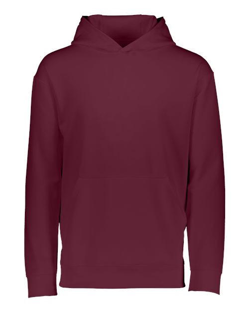 Youth Wicking Fleece Hooded Sweatshirt - Maroon Front