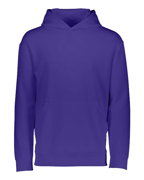 Youth Wicking Fleece Hooded Sweatshirt - Purple Front