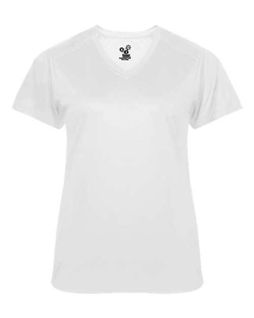 Badger Women's  Ultimate SoftLock™ V-Neck T-Shirt - White Front