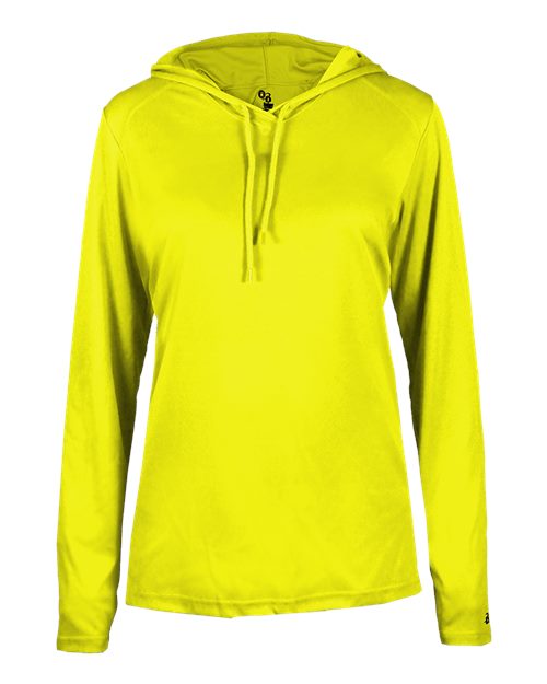 Women's B-Core Long Sleeve Hooded T-Shirt - Safety Yellow Front