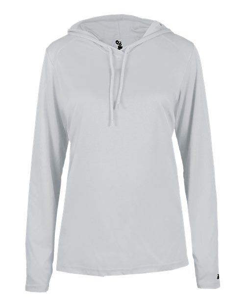 Women's B-Core Long Sleeve Hooded T-Shirt - Silver Front