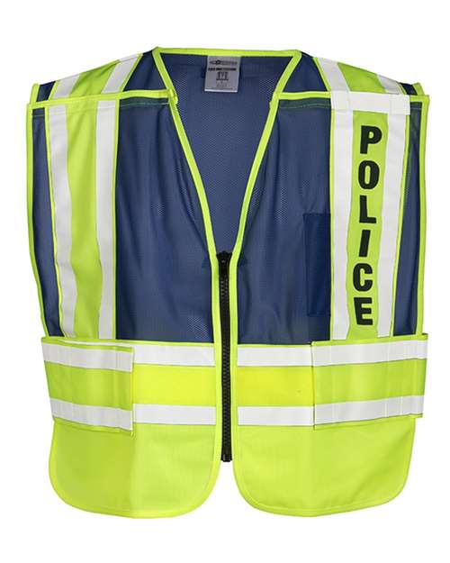 Unisex Police Vest - Lime/ Blue Front