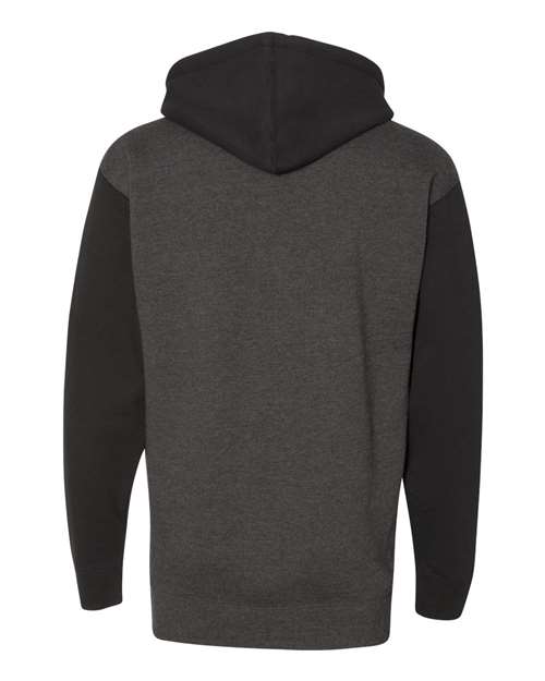 Unisex Heavyweight Hooded Sweatshirt - Charcoal Heather/ Black Back