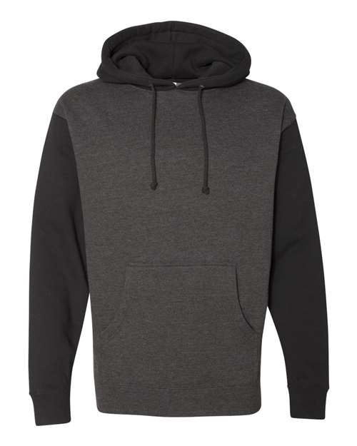 Unisex Heavyweight Hooded Sweatshirt - Charcoal Heather/ Black Front