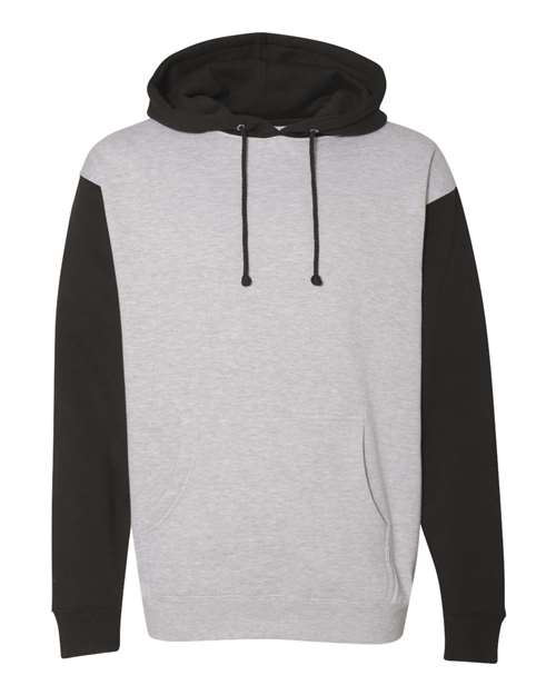 Unisex Heavyweight Hooded Sweatshirt - Grey Heather/ Black Front