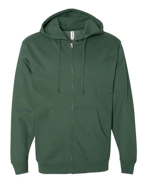 Unisex Midweight Full-Zip Hooded Sweatshirt - Alpine Green Front
