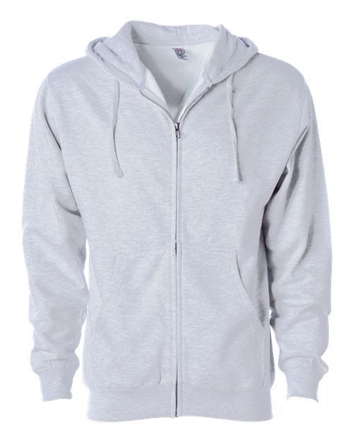 Unisex Midweight Full-Zip Hooded Sweatshirt - Ash Heather Front