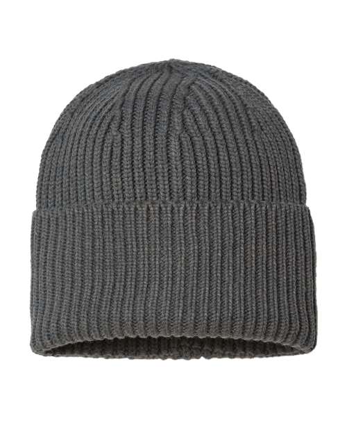 Sustainable Chunky Rib Cuffed Beanie - Dark Grey Back