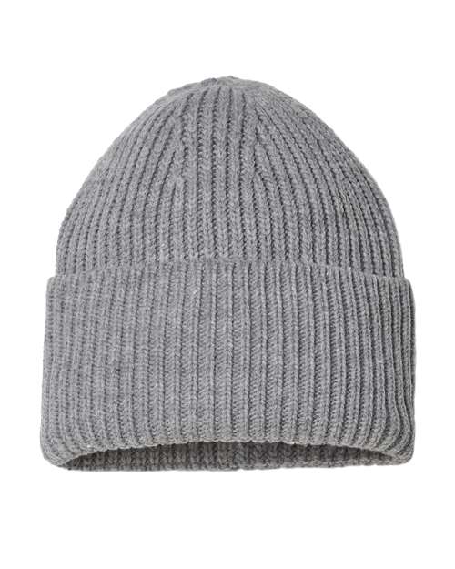 Sustainable Chunky Rib Cuffed Beanie - Light Grey Back
