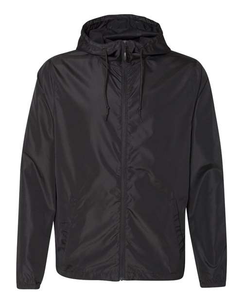 Men's Lightweight Windbreaker Full-Zip Jacket - Black Front