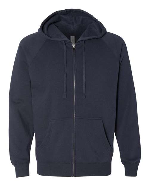 Unisex Special Blend Raglan Full-Zip Hooded Sweatshirt - Classic Navy Front