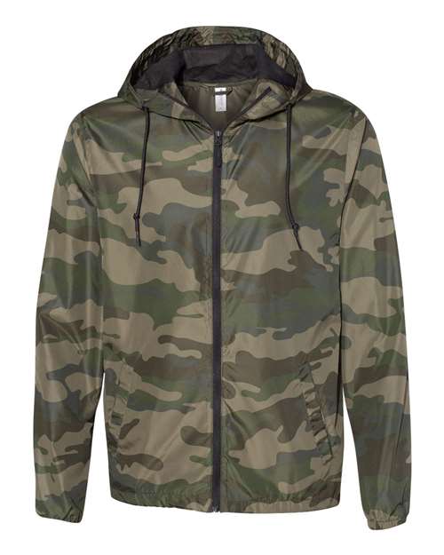 Men's Lightweight Windbreaker Full-Zip Jacket - Forest Camo Front