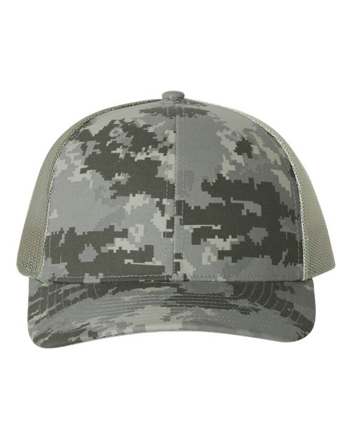 Printed Trucker Cap - Military Digital Camo/ Light Green Front