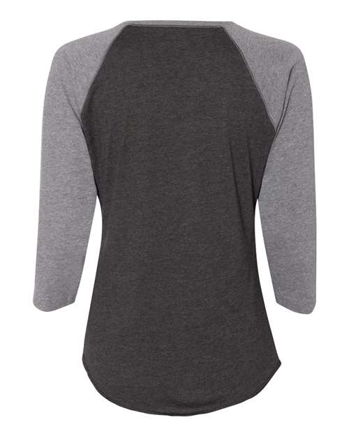 Women's Baseball Fine Jersey Three-Quarter Sleeve Tee - Vintage Smoke/ Granite Heather Back