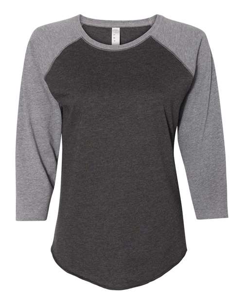 Women's Baseball Fine Jersey Three-Quarter Sleeve Tee - Vintage Smoke/ Granite Heather Front