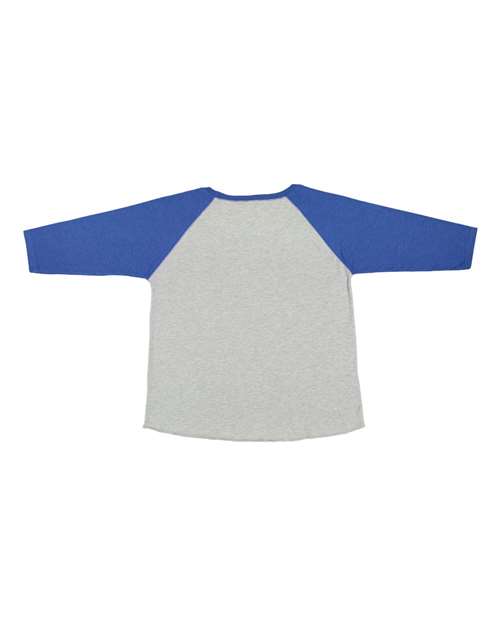Women's Curvy Collection Baseball Three-Quarter Sleeve Tee - Vintage Heather/ Vintage Royal Back