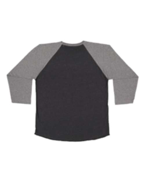 Men's Baseball Fine Jersey Three-Quarter Sleeve Tee - Vintage Smoke/ Granite Heather Back