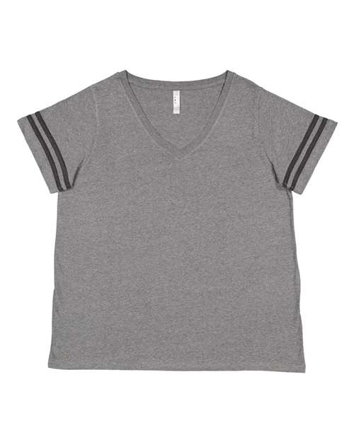 Women's Curvy Collection Vintage Football T-Shirt - Granite Heather/ Vintage Smoke Front