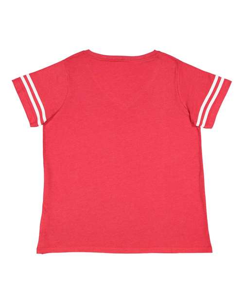 Women's Curvy Collection Vintage Football T-Shirt - Vintage Red/ White Back