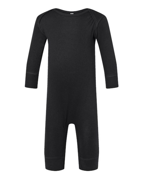 Infant Long Legged Baby Rib Bodysuit - Black Front