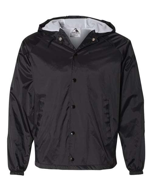 Unisex Hooded Coach's Jacket - Black Front