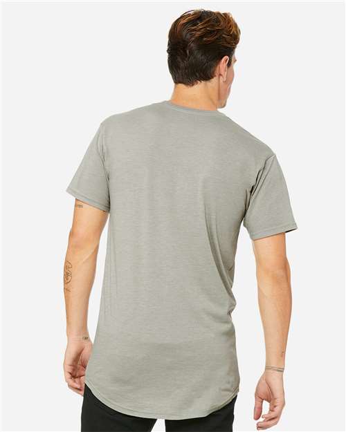 Men's Long Body Urban Tee - Heather Stone Back