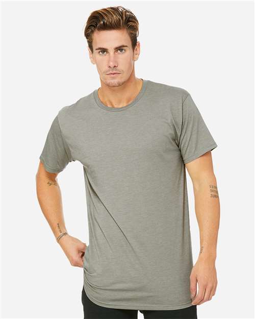 Men's Long Body Urban Tee - Heather Stone Front