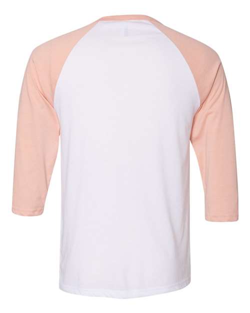 Unisex Three-Quarter Sleeve Baseball Tee - White/ Heather Peach Back