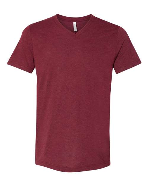 Unisex Triblend V-Neck Tee - Cardinal Triblend Front