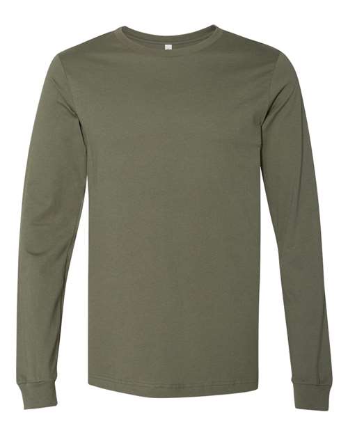 Unisex Jersey Long Sleeve Tee - Military Green Front