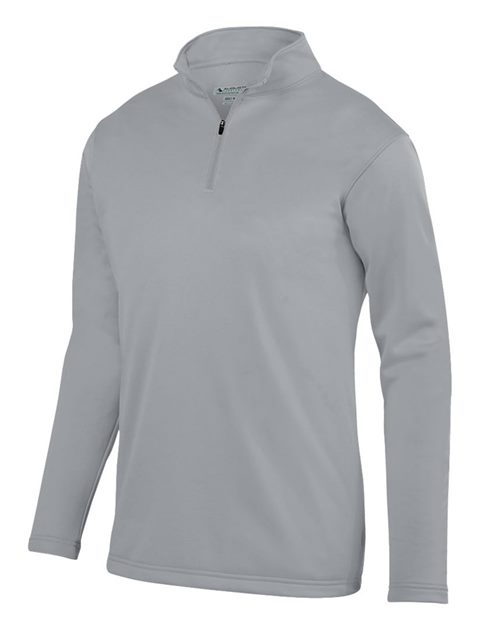 Youth Wicking Fleece Quarter-Zip Pullover - Athletic Grey Front