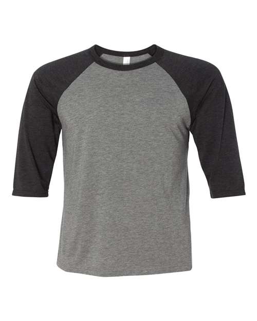 Toddler Three-Quarter Sleeve Baseball Tee - Grey/ Charcoal Black Triblend Front