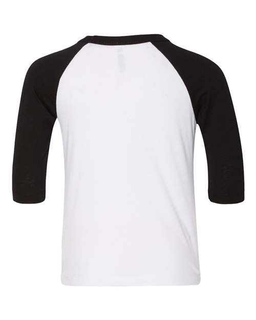 Toddler Three-Quarter Sleeve Baseball Tee - White/ Black Back