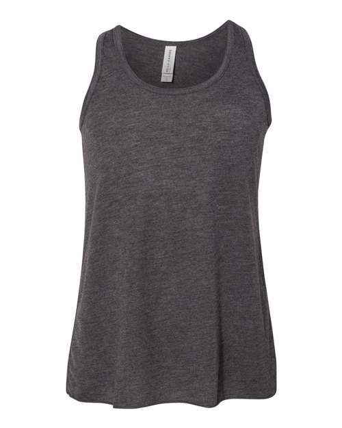 Youth Flowy Racerback Tank - Dark Grey Heather Front