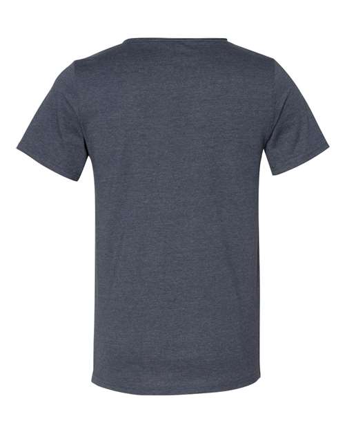 Unisex Raw Neck Tee - Heather Navy Back