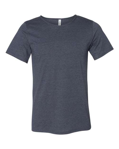 Unisex Raw Neck Tee - Heather Navy Front