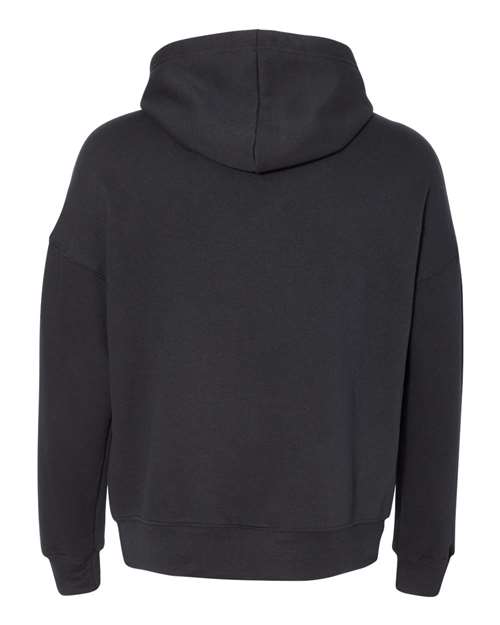 Unisex Sponge Fleece Drop Shoulder Hoodie Sweatshirt - Black Back
