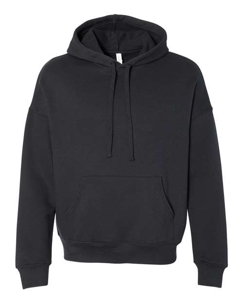 Unisex Sponge Fleece Drop Shoulder Hoodie Sweatshirt - Black Front
